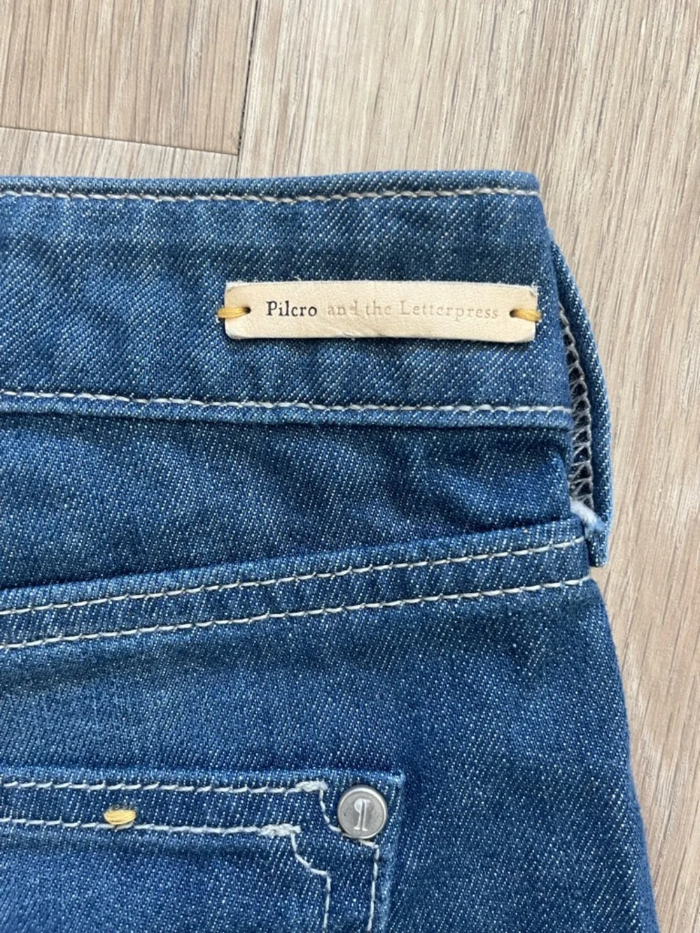 Anthropologie Dark Blue Rolled-Hem Denim Shorts - Picture 2 of 5